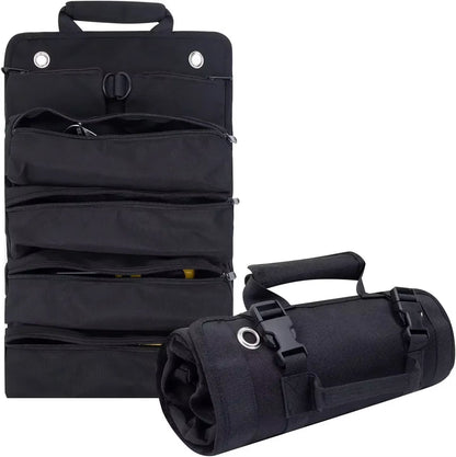 Multi-Purpose Tool Bag Portable Tool Organizer Carrier Bag Space-Saving Roll up Tool Bag for Mechanic/Electrician/Motorcycle